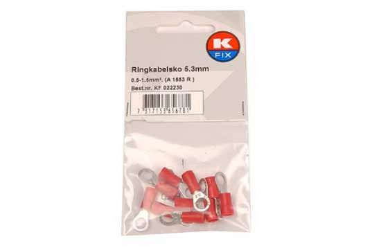 Terminal, electric universal parts rõngas M5 (5.3mm) punane