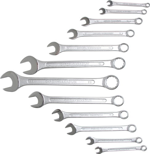 Spanner Set, ring/open ended 12-piece Combination Spanner Set, in Accordance wi