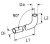 Water connection pipe, auxilliary heater Voolik Di=20 , Da=27 , L1=130 , L2=57