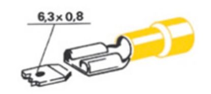 Terminal, electric universal parts Plaat, ema 6,3x0,8mm kollane  25tk
