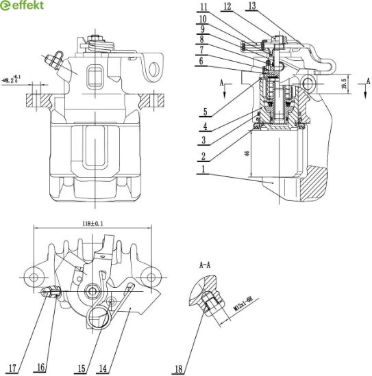 Brake Caliper VAG - 1J0 615 424 D