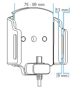 Mobile phone/PDA holder laius 75-89mm, paksus 9-13mm, USB-C
