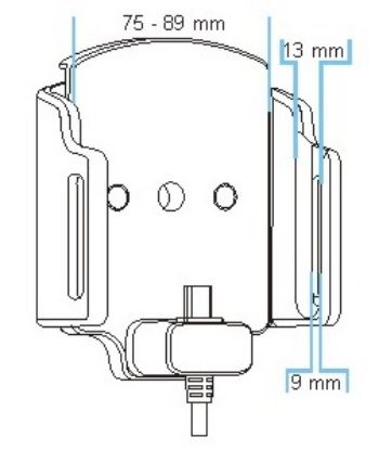 Mobile phone/PDA holder laius 75-89mm, paksus 9-13mm, USB-C