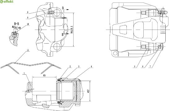 Brake Caliper VAG - 8K0 615 123 C