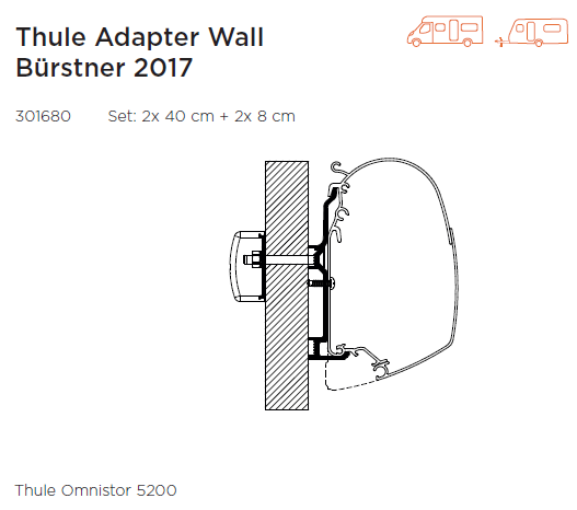 Mounting Set, roof rack Adapter Wall Bürstner 2017