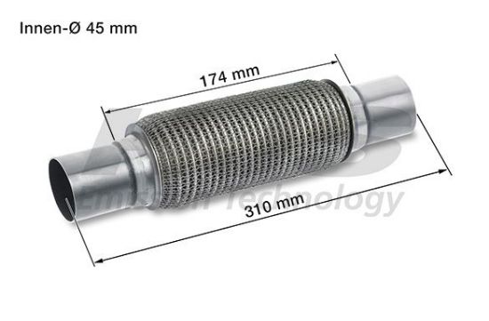 Flexible Pipe, exhaust system 45x310mm soft flex keevitatud otstega