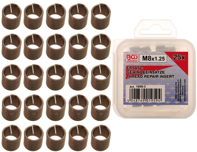 Assortment, thread repair M8x1,25 Keermeparanduskomplekti tarvikud