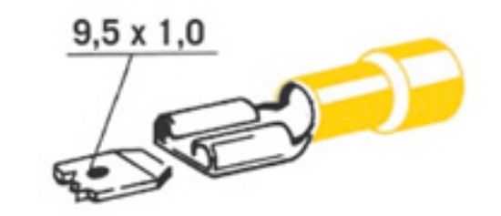 Terminal, electric universal parts Plaat, ema 9,5x1,0mm kollane 25tk