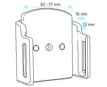 Mobile phone/PDA holder laius 62-77mm, paksus 12-16mm, tilt