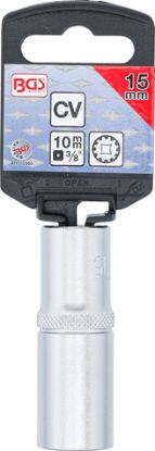Socket Wrench Insert 3/8" Deep Socket "Gear Lock", 15 mm