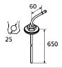 Fuel outlet, fuel tank 5,5mm Metallpaagile 25mm ava L=650