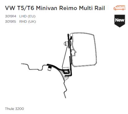Mounting Set, roof rack TO 3200 kinnitus VW T5/T6 Minivan Reimo Multi Rail
