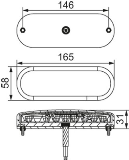 Direction Indicator 12/24V, 165 x 58 mm