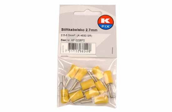 Terminal, electric universal parts pulkpistik 2.7mm kollane 10tk