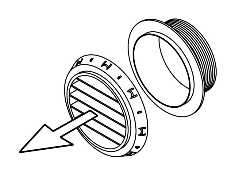 Air nozzle, auxiliary heater 60mm 90 kraadi hall