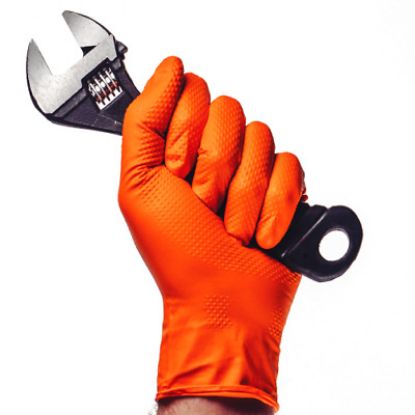 Pull-on Glove Oranžid struktuuriga, paksud, Suurus XL 50tk pk