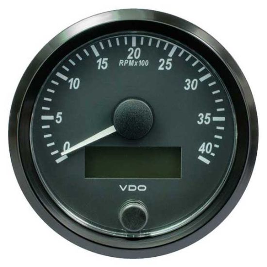 Revolution Counter 4000 pööret, must 80mm 12/24V