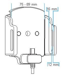 Mobile phone/PDA holder laius 75-89mm, paksus 12-16mm, USB-C