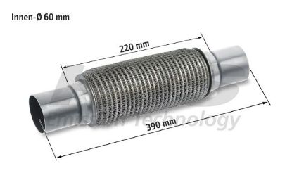 Flexible Pipe, exhaust system 60x390mm soft flex keevitatud otstega