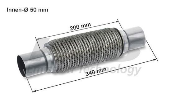 Flexible Pipe, exhaust system 50x340mm soft flex keevitatud otstega