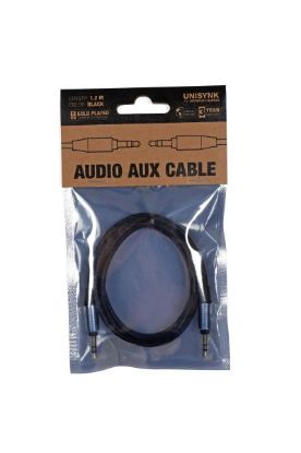 Laadimiskaabel audio aux , 1.2m, must kullatud otstega.