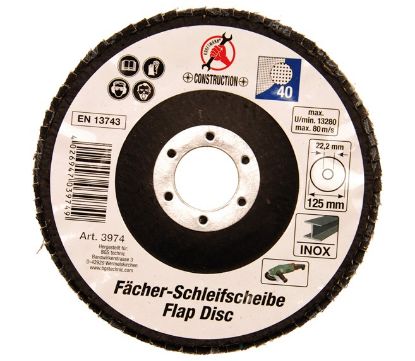 Flap Wheel Sanding Disc, angle grinder Lamellketas, Ø 125 mm,  40