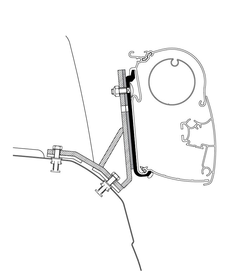 Mounting Set, roof rack Ducato / Iveco H2 Lift Roof, 5-seeria markiisile