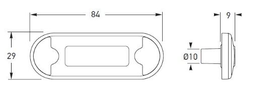 Side Marker Light 9-33V, 2,5m kaabel, õhuke sein