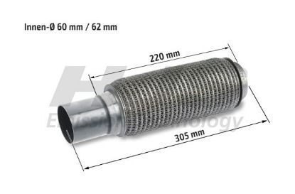 Flexible Pipe, exhaust system 60x305mm keevitatud otsaga