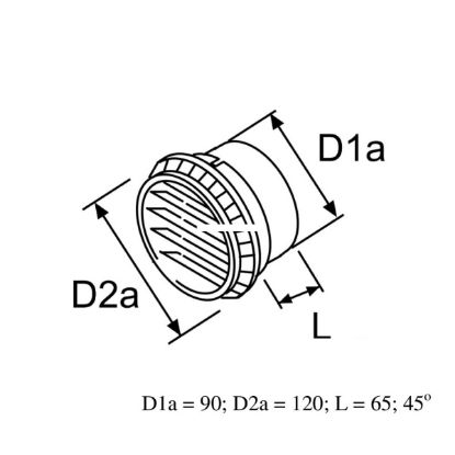 Air nozzle, auxiliary heater õhuotsik 90mm 45kraadi
