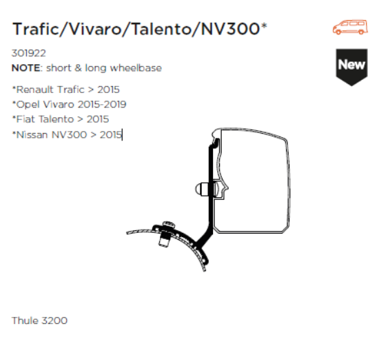 Mounting Set, roof rack TO 3200 kinnitus Trafic/Vivaro/Talento/NV300 15-