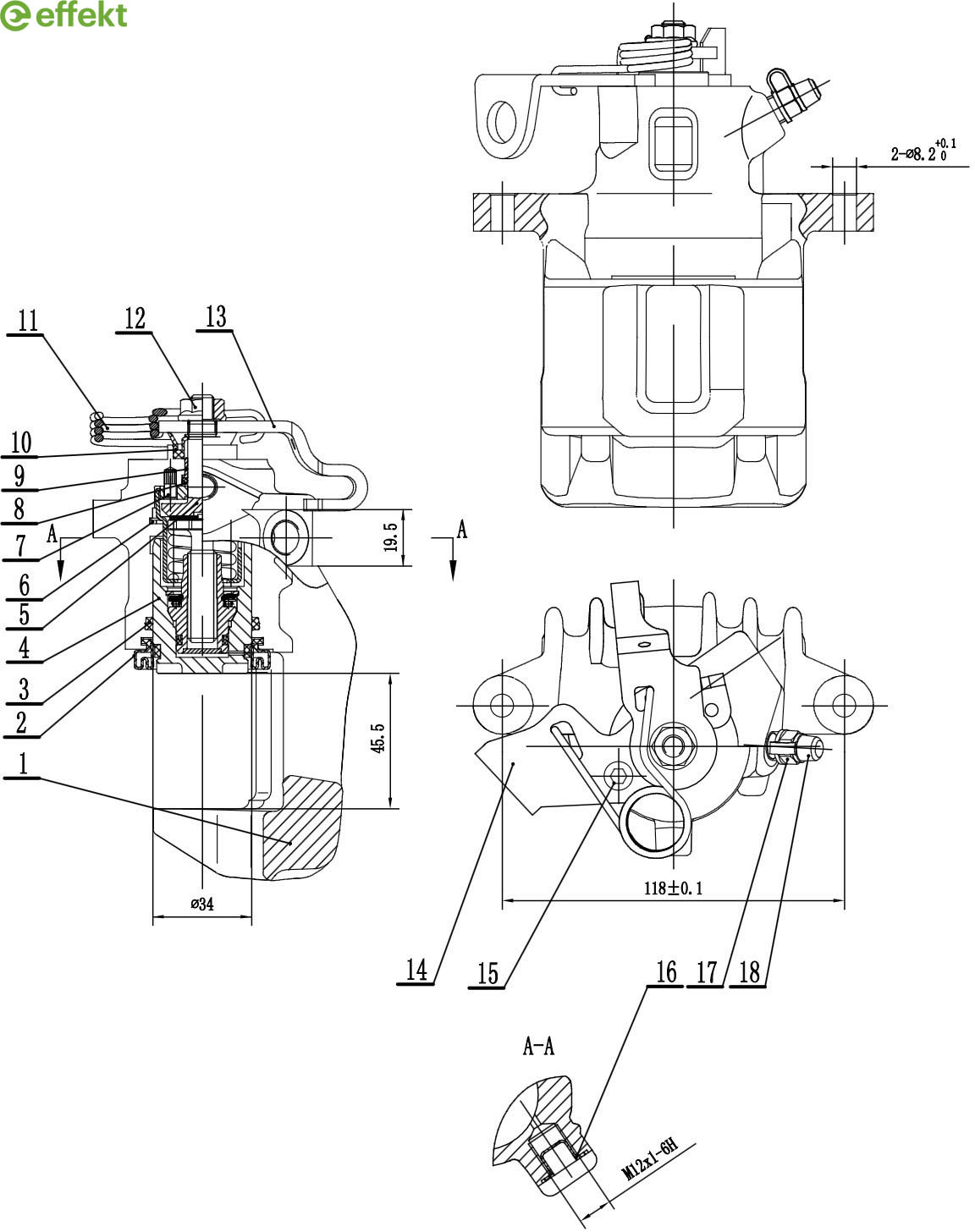 Brake Caliper VAG - 6Q0 615 423 A