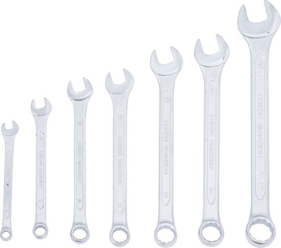 Spanner Set, ring/open ended 7-piece Combination Spanner Set, 6 - 17 mm