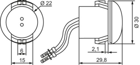 Side Marker Light 9-33V, 33mm, 150mm kaabel