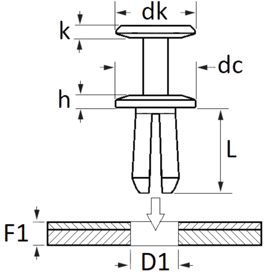 Luggage Tightener polstri tüübel 12tk Ø8mm L10mm