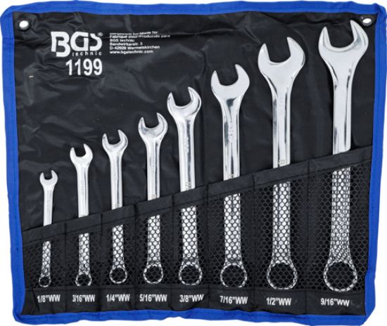 Spanner Set, ring/open ended 8-piece WHITWORTH Combination Spanner Set