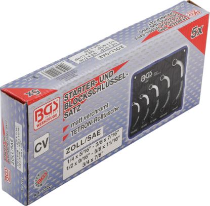Starter/Block Spanner Set 5-piece Obstruction Ring Spanner Set, Inch Sizes 1