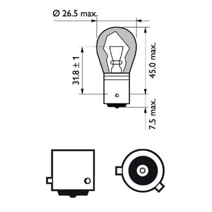 Bulb, direction indicator PY21W BAU15S AMBER