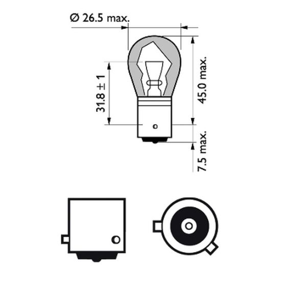 Bulb, direction indicator PY21W BAU15S AMBER