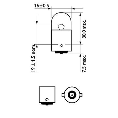 Bulb, direction indicator RY10W BAU15S AMBER