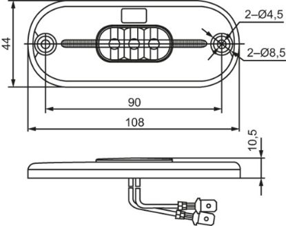Tail Light 24V, 108x44mm, reflektoriga, 150mm kaabel