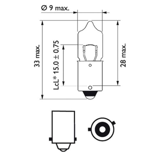 Bulb, direction indicator H6W BAX9S
