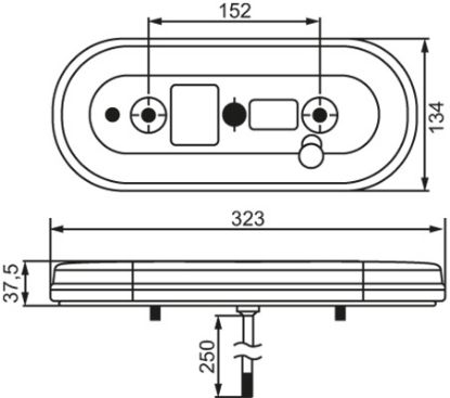 Tail Light Assembly komb. tagatuli, LED 323x134mm, vasak,10-30V, E9