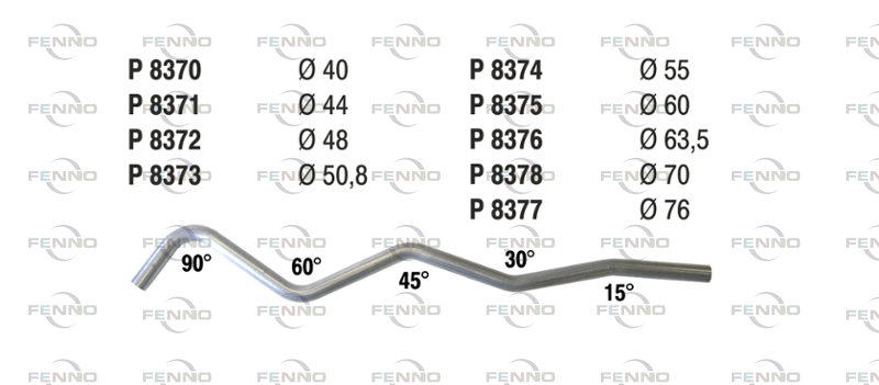 Exhaust Pipe, universal 63,5mm x 2m; nurkadega:90/60/45/30/15