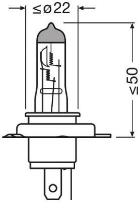 Bulb, spotlight H19 65/55W 12V PU43T-3