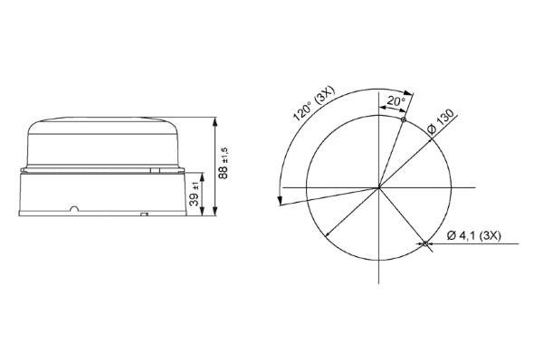 Strobe-type Beacon Blizzard, 10-30v, 16W, IP67, 149x88mm