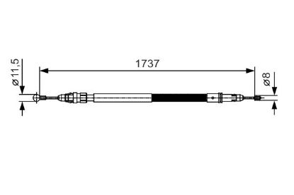 Cable Pull, parking brake PSA - 98 095 335 80
