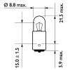 Bulb, direction indicator T4W BA9S T8,5x24,5