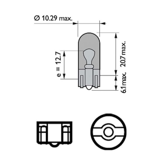 Bulb, direction indicator WY5W W2.1X9.5D T10 AMBER