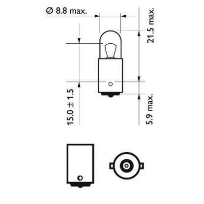 Bulb, direction indicator T4W BA9S Bulb, direction indicator T4W BA9S